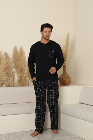 Pijama lunga bumbac pentru barbati, negru 70070 [1]