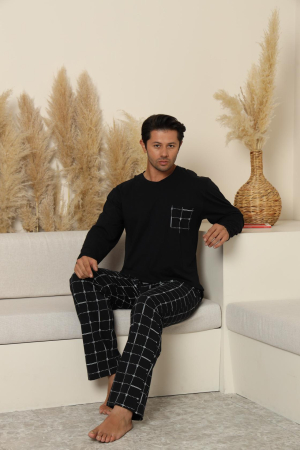 Pijama lunga bumbac pentru barbati, negru 70070 [2]