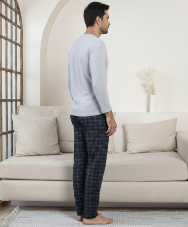 Pijama lunga bumbac pentru barbati gri 16213 [3]