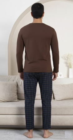 Pijama lunga bumbac pentru barbati maro 16213 [2]