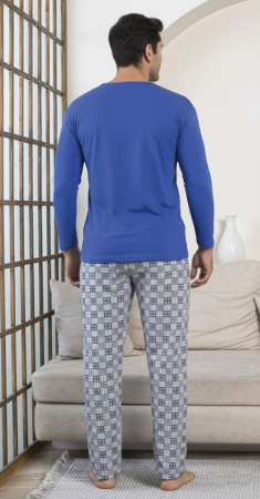 Pijama lunga bumbac pentru barbati albastru 16214 [1]