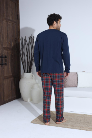 Pijama lunga bumbac pentru barbati, bleumarin 70035 [2]