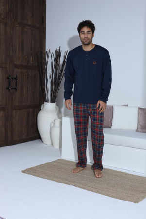 Pijama lunga bumbac pentru barbati, bleumarin 70035 [4]