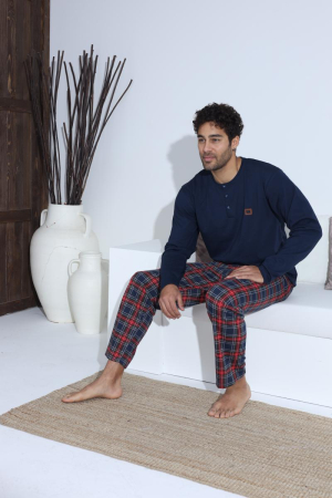 Pijama lunga bumbac pentru barbati, bleumarin 70035 [1]