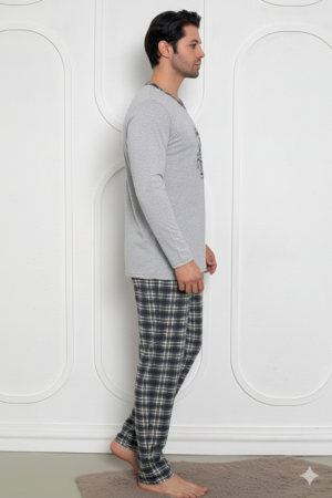 Pijama lunga bumbac pentru barbati, gri 833 [2]