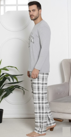 Pijama lunga bumbac vatuit pentru barbati gri 15567 [1]