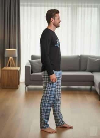 Pijama lunga bumbac pentru barbati negru 15694 [2]