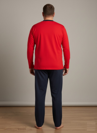 Pijama lunga bumbac pentru barbati, marime mare, rosu/negru [1]