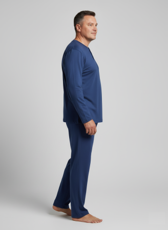 Pijama lunga bumbac pentru barbati, marime mare, bleumarin 1065 [1]