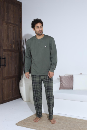 Pijama lunga bumbac pentru barbati, verde 70009 [3]