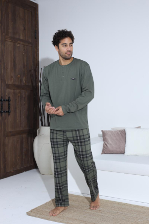 Pijama lunga bumbac pentru barbati, verde 70009 [2]