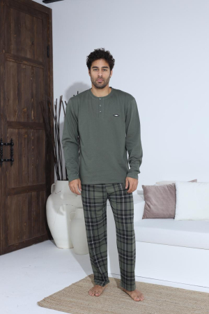 Pijama lunga bumbac pentru barbati, verde 70009 [4]