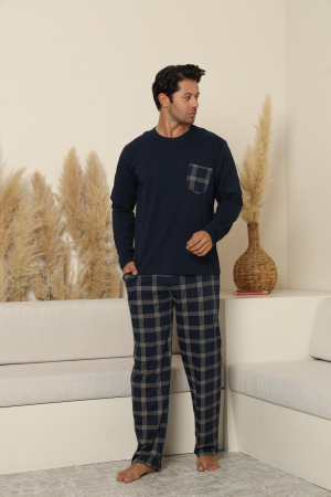 Pijama lunga bumbac pentru barbati, bleumarin 70075 [1]