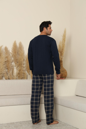 Pijama lunga bumbac pentru barbati, bleumarin 70075 [4]