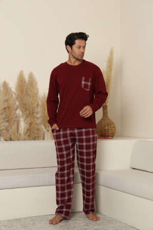 Pijama lunga bumbac pentru barbati, visiniu 70073 [4]