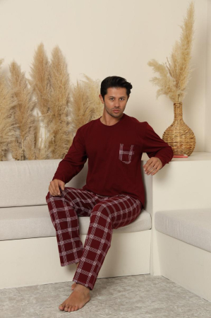Pijama lunga bumbac pentru barbati, visiniu 70073 [3]