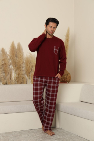 Pijama lunga bumbac pentru barbati, visiniu 70073 [1]