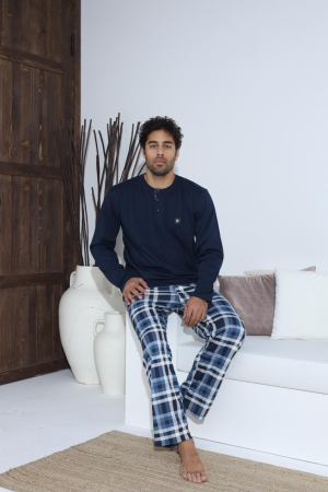 Pijama lunga bumbac pentru barbati, bleumarin 70041 [1]