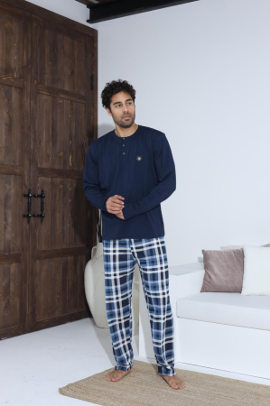 Pijama lunga bumbac pentru barbati, bleumarin 70041 [2]