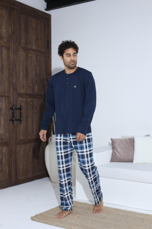 Pijama lunga bumbac pentru barbati, bleumarin 70041 [3]