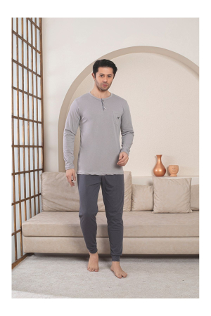 Pijama lunga bumbac penye pentru barbati, gri 1060 [2]