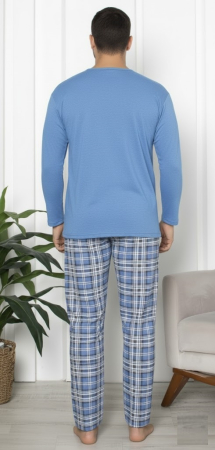 Pijama lunga bumbac vatuit pentru barbati albastru 15570 [2]