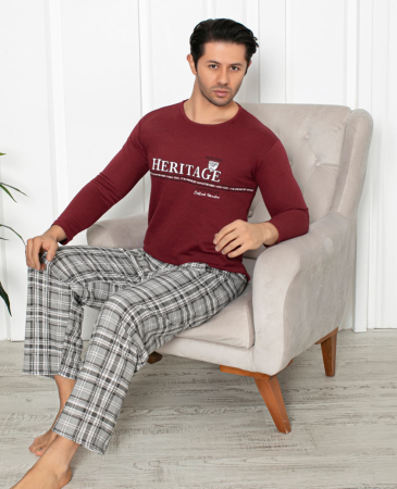 Pijama lunga bumbac vatuit pentru barbati visiniu 15536 [1]