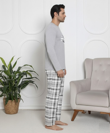 Pijama lunga bumbac vatuit pentru barbati gri 15568 [1]