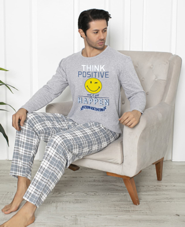 Pijama lunga bumbac vatuit pentru barbati gri 15570 [2]