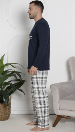 Pijama lunga bumbac vatuit pentru barbati bleumarin 15568 [1]