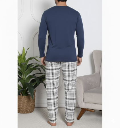 Pijama lunga bumbac vatuit pentru barbati albastru 15568 [1]