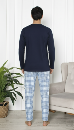 Pijama lunga bumbac vatuit pentru barbati bleumarin 15536 [1]