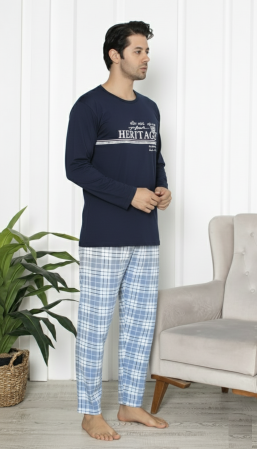Pijama lunga bumbac vatuit pentru barbati bleumarin 15536 [2]