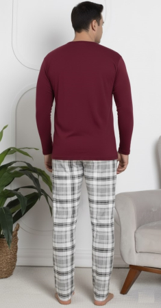 Pijama lunga bumbac vatuit pentru barbati visiniu 15568 [1]