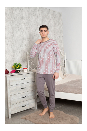 Pijama Lunga pentru Barbati din Bumbac gri 616 [2]