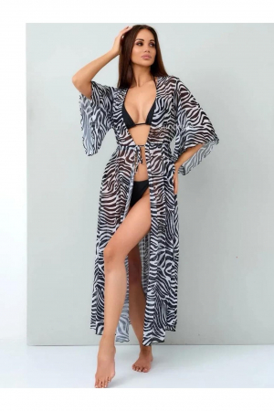 Costume de baie dama - Rochie de plaja dama pareo, cu cordon inchidere in talie, zebra print  0086