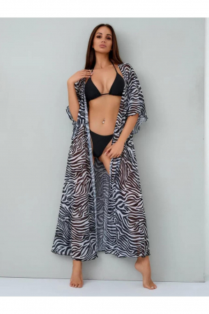 Rochie de plaja dama pareo, cu cordon inchidere in talie, zebra print  0086 [2]