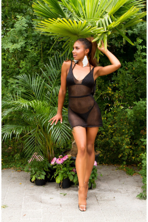 Rochie pareo de plaja dama, aspect metalic, negru, marime universala, embody.ro [2]