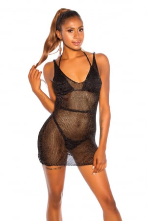 Rochie pareo de plaja dama, aspect metalic, negru, marime universala, embody.ro [9]