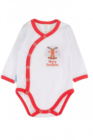 Set 2 piese body bebelusi, maneci si pantaloni lungi, bumbac, imprimeu Craciun, rosu,  embody.ro [1]