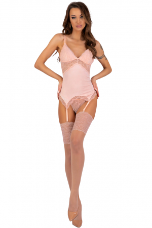 Set 3 piese lenjerie sexy, corset, chilot si dres, roz, embody.ro [6]