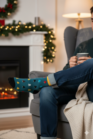 Set 1 pereche sosete lungi barbat, de Craciun, marimea universala 41-45 [1]