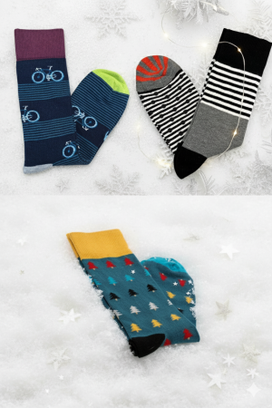 Set 3 perechi sosete lungi barbat, de Craciun, marimea universala 41-45, 41-45 EU, Multicolor