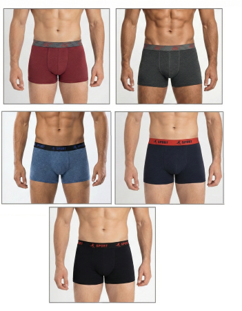 Boxeri Barbati - Set 5 perechi Boxeri Barbati cu banda in talie– Lenjerie Intima din Bumbac Elastic Confortabil