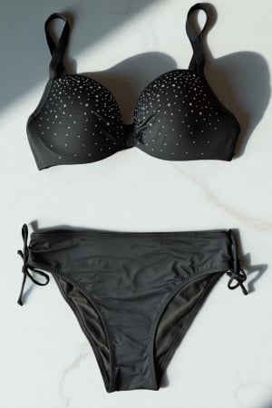 Set Costum Baie Doua piese dama cu aplicatii pe sutien, Diamond Black y9129 [1]