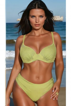 Costume baie 2 piese - Set Costum Baie Doua piese dama cu aplicatii pe sutien, green Shine lm048