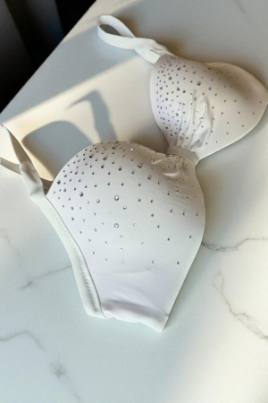 Set Costum Baie Doua piese dama cu aplicatii pe sutien, Diamond White y9129 [2]