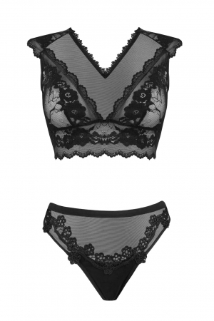 Set lenjerie sexy 2 piese, sutien si chilot cu insertii de dantela, negru embody.ro [5]