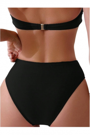 Slip clasic de baie dama talie inalta, negru lm055 [2]