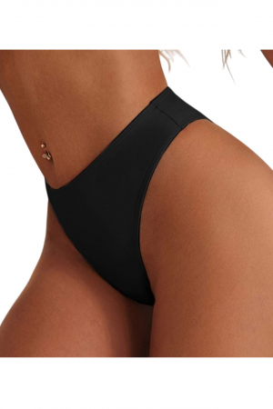 Slip clasic de baie dama talie inalta, negru lm055 [1]